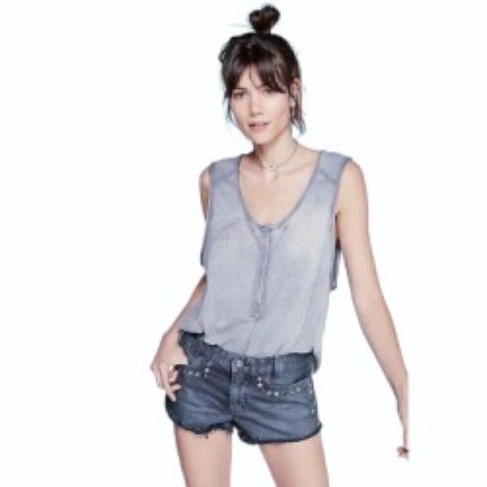 Free People Short & Sweet Studded Cutoff Jean Shorts 30